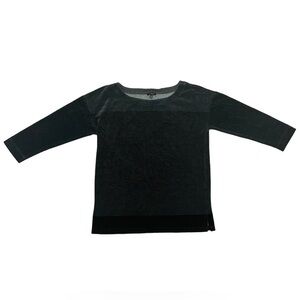 Talbots Gray and Black Striped 3/4 Sleeve Top Excellent Used Condition Size M